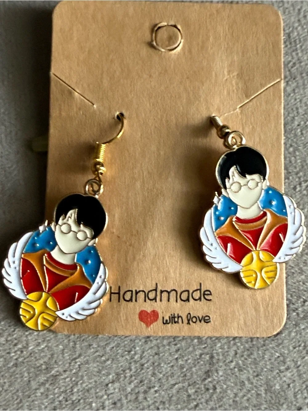 Kids Multicolor Enamel Wizard-Themed Drop Earrings